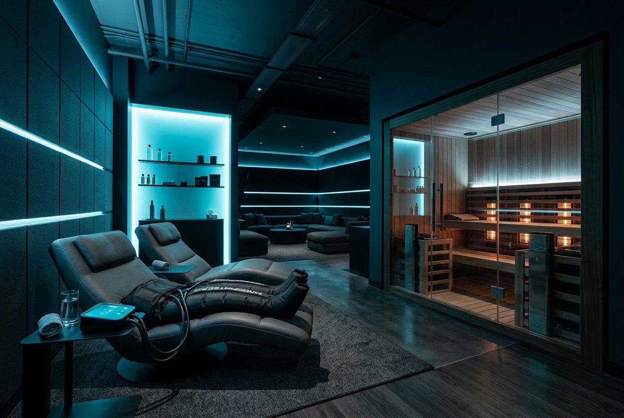 High-tech recovery room with infrared sauna
